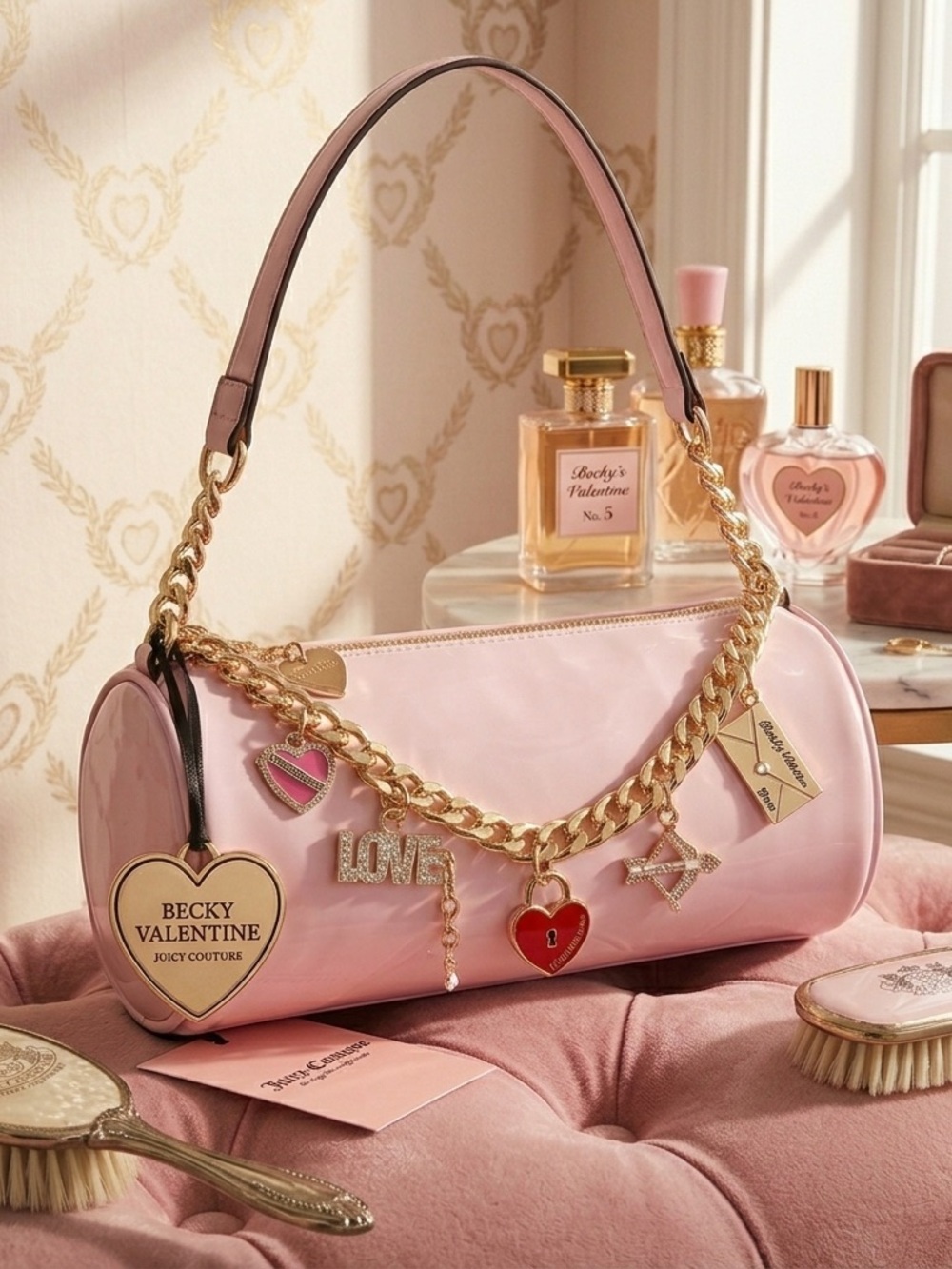 Pink Juicy Couture Barrel Charm Shoulder Bag